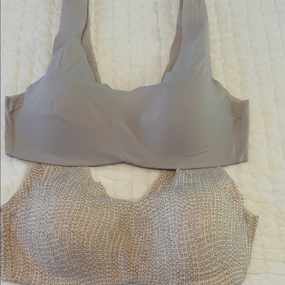 Hanes 1 Beige and 1 Patterned Women's Bra Set Lightly padded